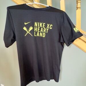 Nike Dry fit Black & Yellow XC Heartland Running Shirt Sz Small